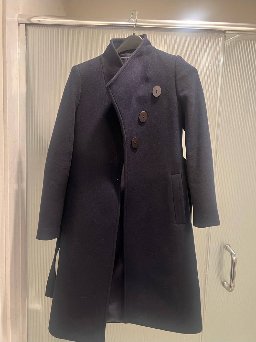 Mango Girls' Double-Breasted Pea Coat - Navy Blue